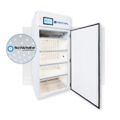 Algae Growth Chamber - 36 series (33.5" wide), with (4) tiers of horizontal SciWhite LED lighted shelving (350 µmoles/m2/s of light irradiance measured at 6” from the LEDs, standard dimmable from 10%-100% in 1% increments).  Chamber has horizontal air flo