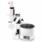 RE100-S 1200cm² package. Rotary Evaporator with set of glassware vertical. Includes: condenser (1200cm², 1000ml) and LED heating bath. USA plug, 100-120V,50/60Hz