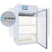 Arabidopsis  Plant Growth Chamber -  41 series (41" wide), with (3) tiers of horizontal SciWhite enhanced with Red 660nm LED lighted shelving (405 µmoles/m2/s of light irradiance measured at 6” from the LEDs, standard dimmable from 10%-100% in 1% incremen