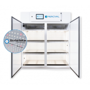 Arabidopsis  Plant Growth Chamber -  66 series (66" wide), with (3) tiers of horizontal SciWhite enhanced with Red 660nm LED lighted shelving (360 µmoles/m2/s of light irradiance measured at 6” from the LEDs, standard dimmable from 10%-100% in 1% incremen