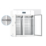 Double Door - Seed Germination Chamber - 66 series (66" wide), with (30) tiers (15 per side).  White linear LEDs vertically mounted inside of chamber.  (120 µmoles/m2/s of light irradiance measured at 6” from the LEDs, standard dimmable from 5%-100% in 1%